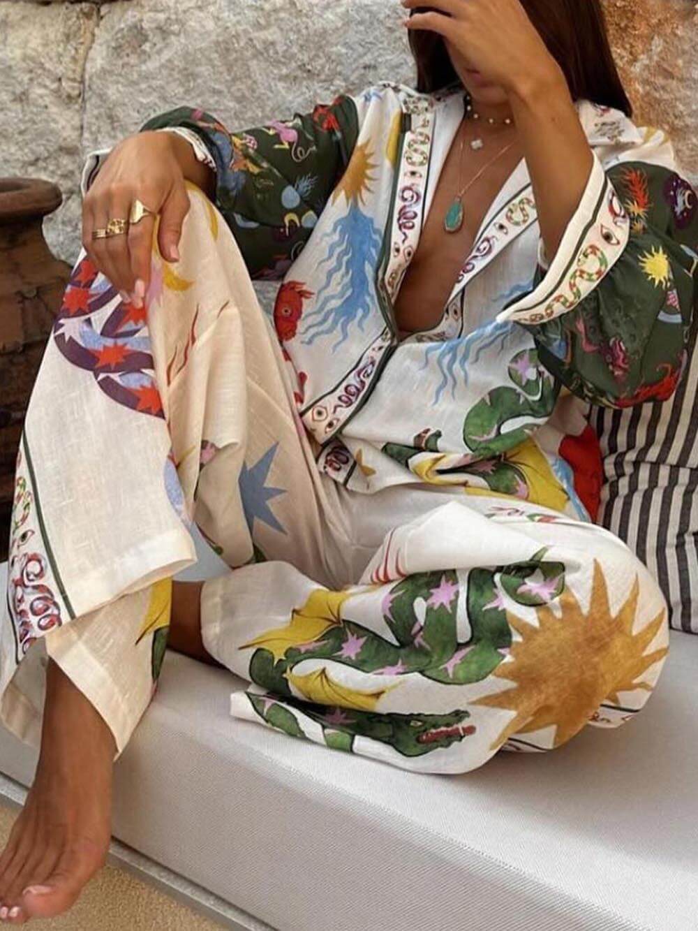 TAROT | CONJUNTO DOS PIEZAS ESTAMPADO SATINADO