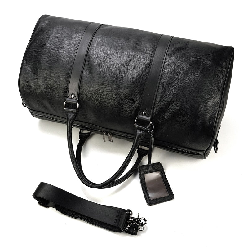 BACKPACK | BOLSO DE VIAJE NEGRO DE CUERO