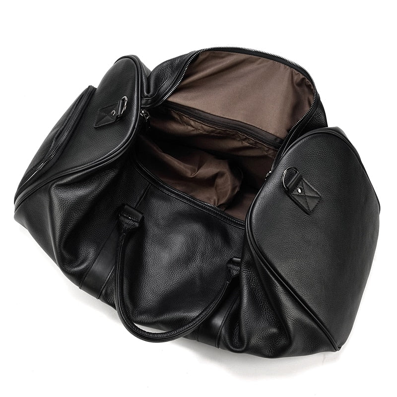 BACKPACK | BOLSO DE VIAJE NEGRO DE CUERO