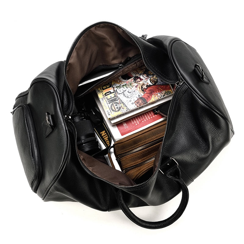 BACKPACK | BOLSO DE VIAJE NEGRO DE CUERO