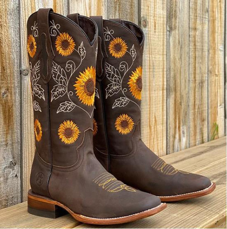 MARGARE | BOTAS DE PIEL CON ESTAMPADO DE MARGARITA