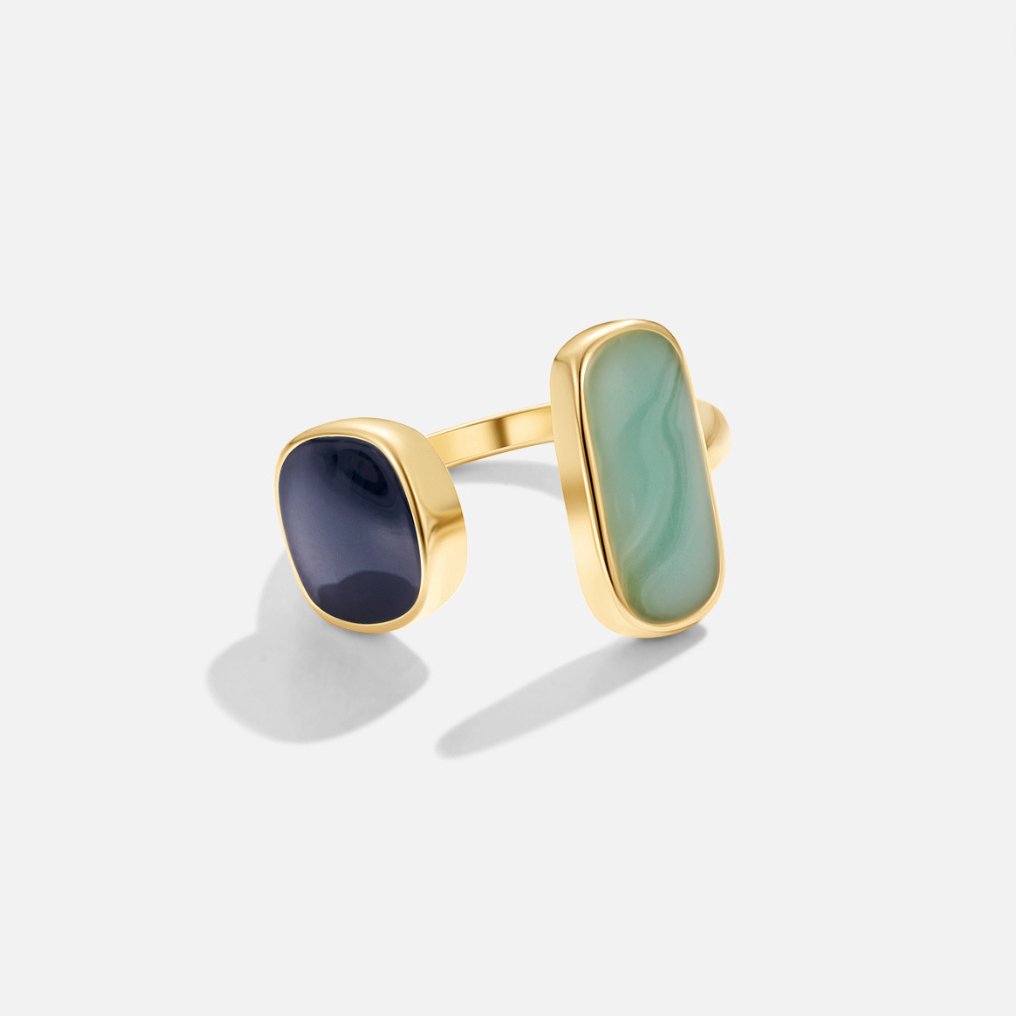 MERIDIA | ANILLO DE GEMAS DORADO ACERO INOXIDABLE