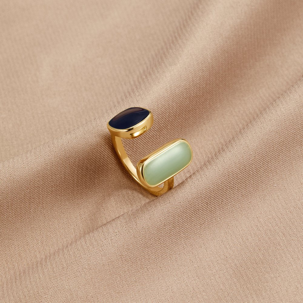 MERIDIA | ANILLO DE GEMAS DORADO ACERO INOXIDABLE