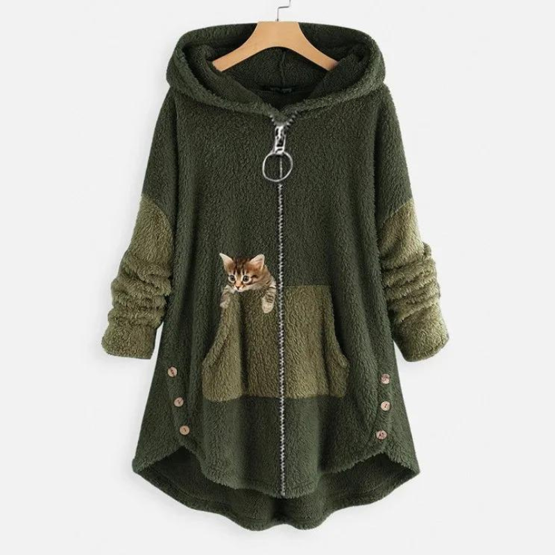 VANDA | CHAQUETA DE PELITO ESTAMPADO DE GATO