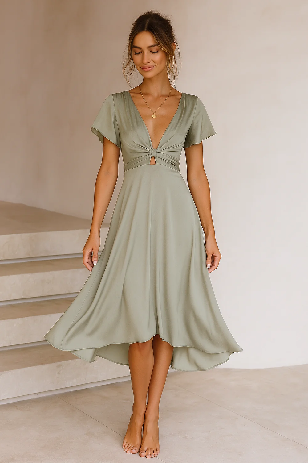 LINA | VESTIDO MIDI CON NUDO