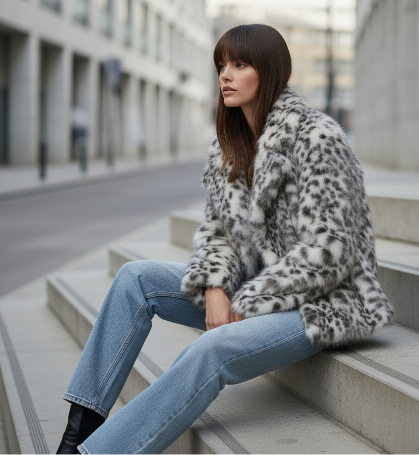 SNOW LEOPARD| CHAQUETA DE PELO ESTAMPADO LEOPARDO