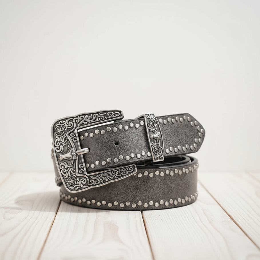 WESTERN GOLD | CINTURÓN EFECTO PIEL Y HEBILLA METÁLICA