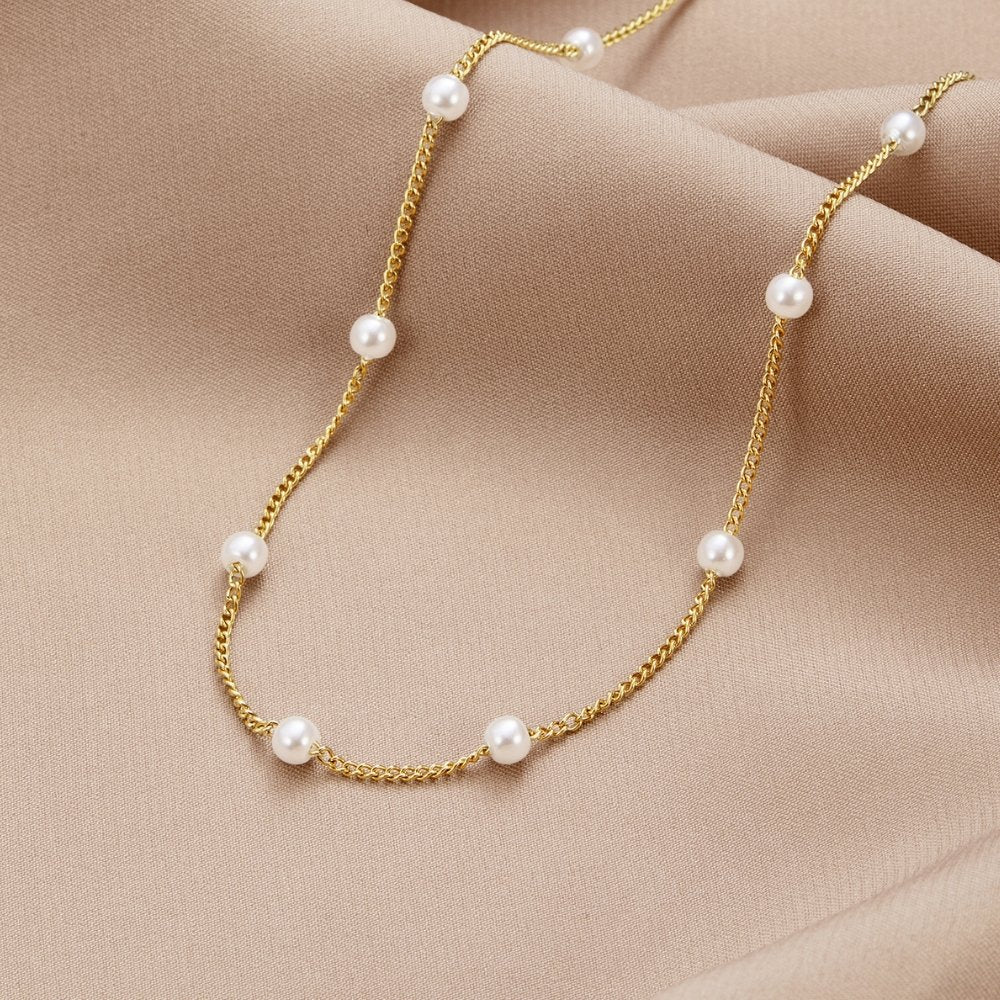 PERLANA | COLLAR DE ACERO INOXIDABLE CON PERLAS