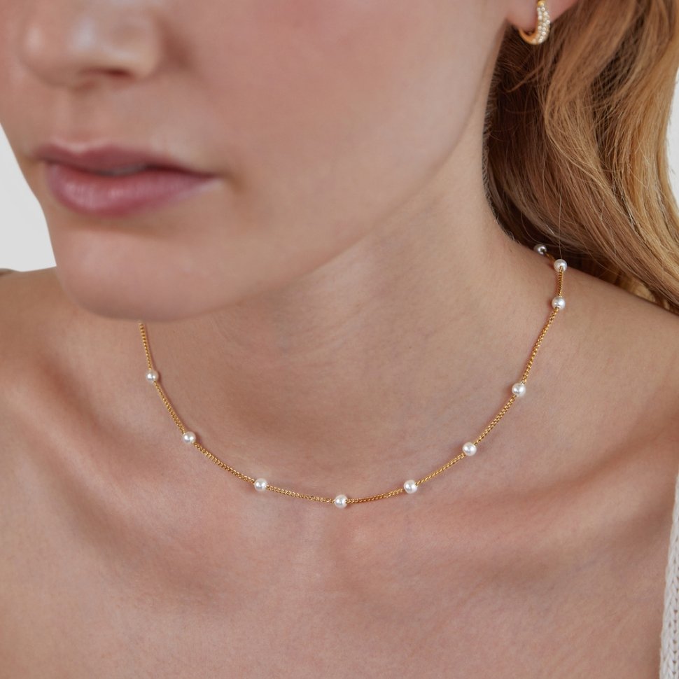 PERLANA | COLLAR DE ACERO INOXIDABLE CON PERLAS