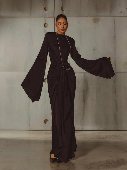 NECK DRAMATIC MAXI DRESS