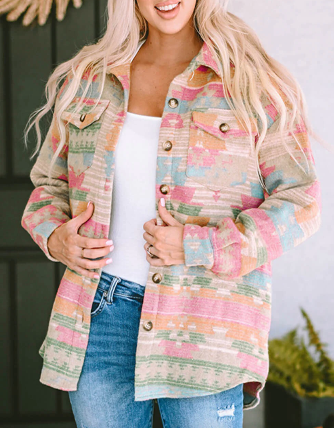 ÉTNICA | CHAQUETA EXTRAGRANDE A CUADROS MULTICOLOR