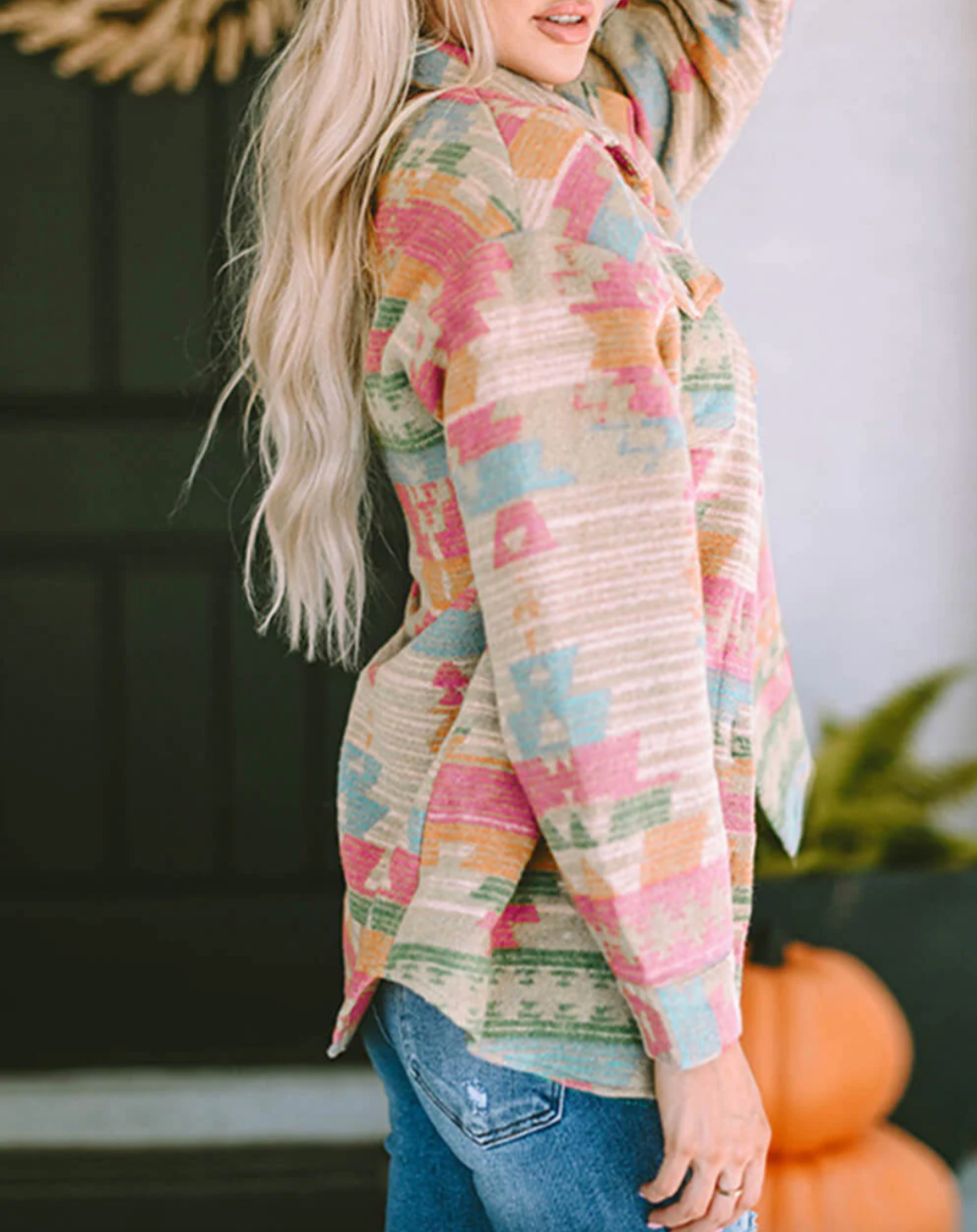 ÉTNICA | CHAQUETA EXTRAGRANDE A CUADROS MULTICOLOR