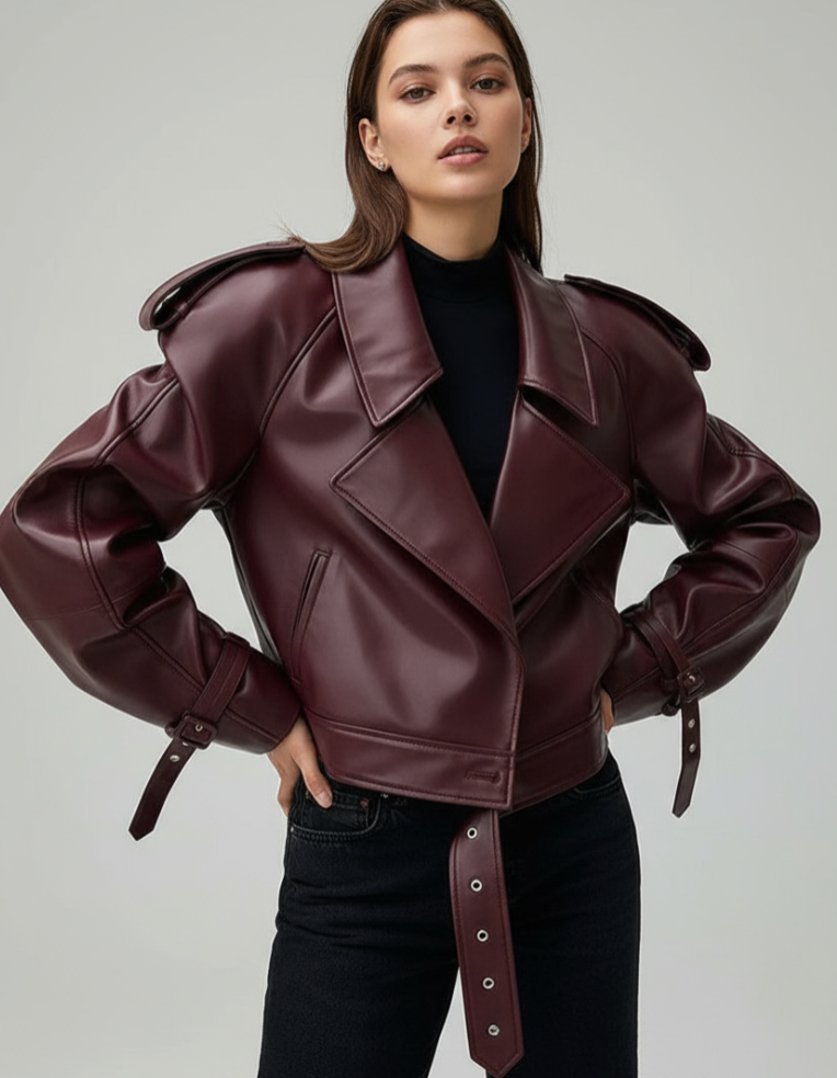 REBEL | CHAQUETA TENDENCIA BURDEOS EN CUERO VEGANO
