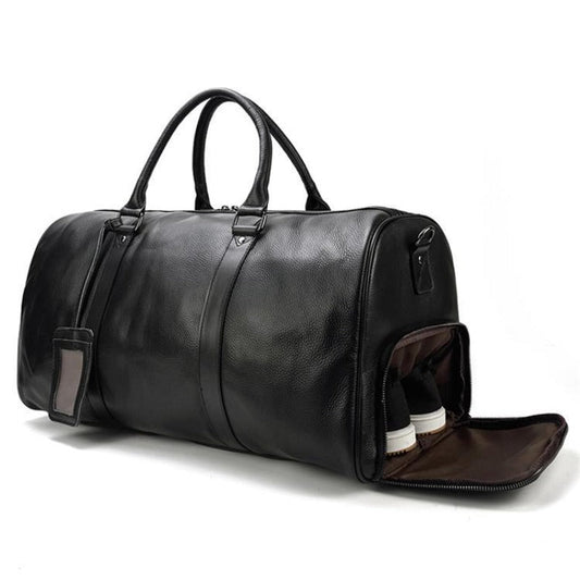 BACKPACK | BOLSO DE VIAJE NEGRO DE CUERO