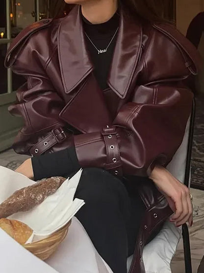 REBEL | CHAQUETA TENDENCIA BURDEOS EN CUERO VEGANO