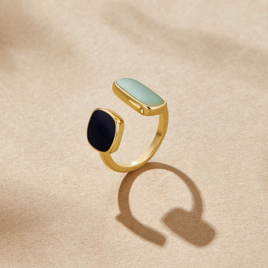 MERIDIA | ANILLO DE GEMAS DORADO ACERO INOXIDABLE