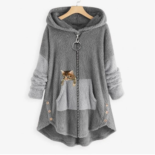 VANDA | CHAQUETA DE PELITO ESTAMPADO DE GATO