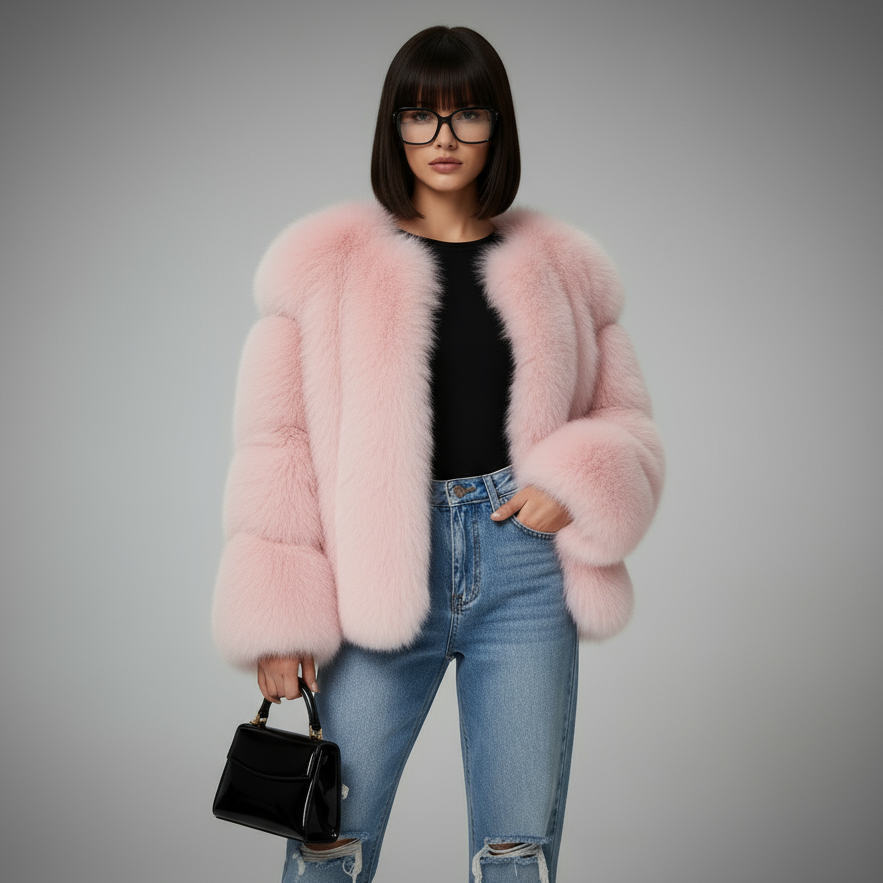 ROSÉ LUX | ABRIGO CHAQUETA DE PELO PREMIUM