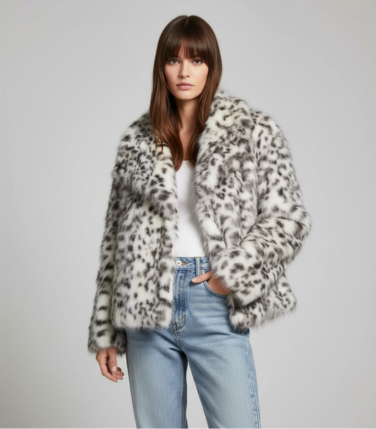 SNOW LEOPARD| CHAQUETA DE PELO ESTAMPADO LEOPARDO