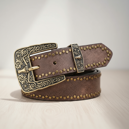 WESTERN GOLD | CINTURÓN EFECTO PIEL Y HEBILLA METÁLICA