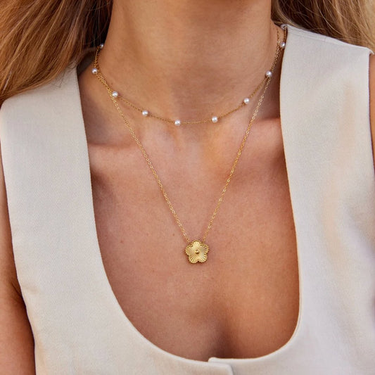 PERLANA | COLLAR DE ACERO INOXIDABLE CON PERLAS