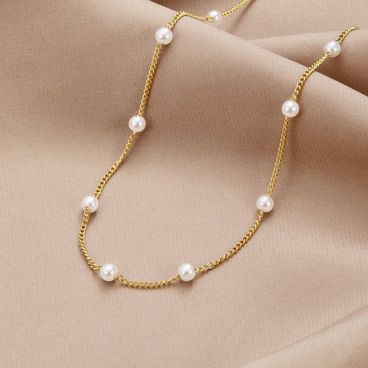 PERLANA | COLLAR DE ACERO INOXIDABLE CON PERLAS
