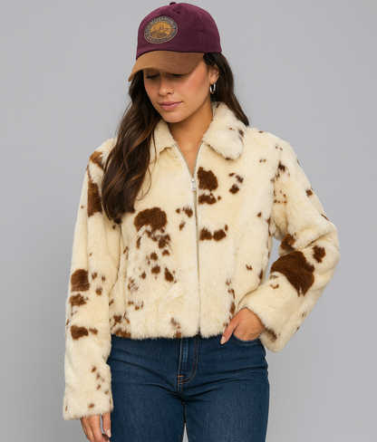 COW | CHAQUETA DE PELO EN ANIMAL PRINT